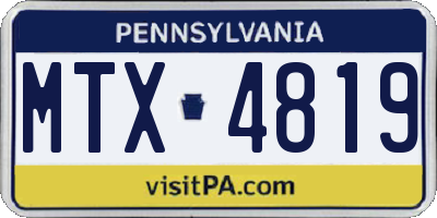 PA license plate MTX4819