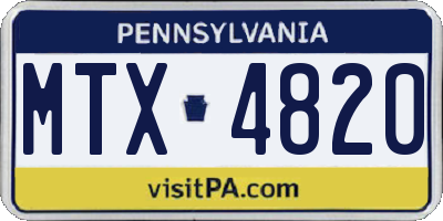 PA license plate MTX4820