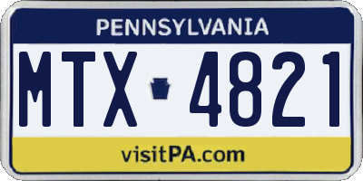 PA license plate MTX4821