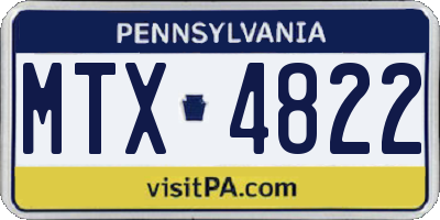 PA license plate MTX4822
