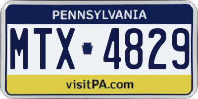 PA license plate MTX4829