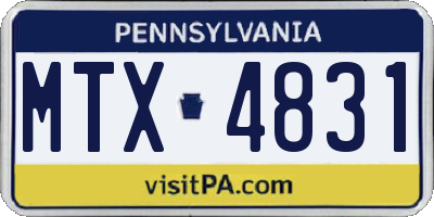 PA license plate MTX4831