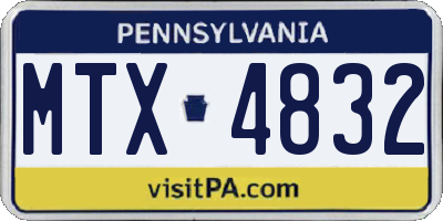 PA license plate MTX4832