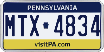 PA license plate MTX4834