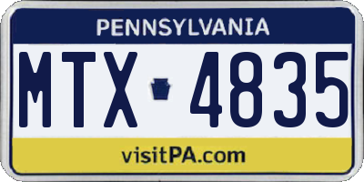 PA license plate MTX4835