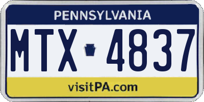 PA license plate MTX4837