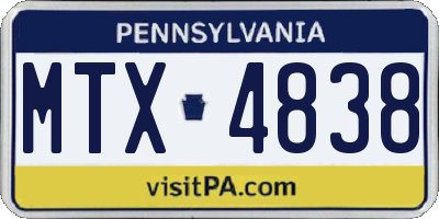 PA license plate MTX4838
