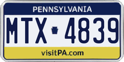 PA license plate MTX4839