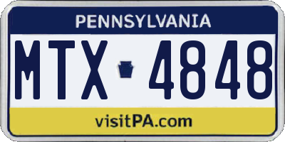 PA license plate MTX4848