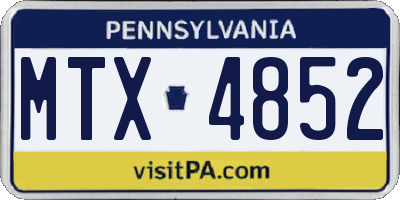 PA license plate MTX4852