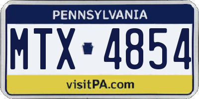 PA license plate MTX4854