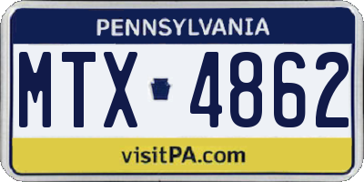 PA license plate MTX4862