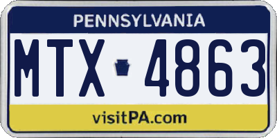 PA license plate MTX4863