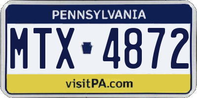 PA license plate MTX4872