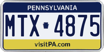 PA license plate MTX4875