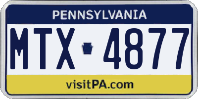 PA license plate MTX4877