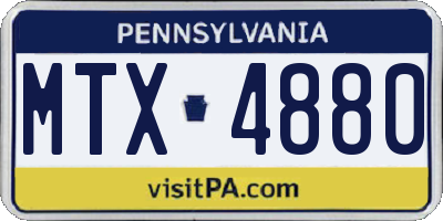 PA license plate MTX4880