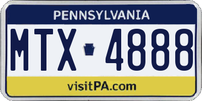 PA license plate MTX4888