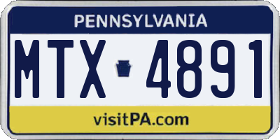 PA license plate MTX4891