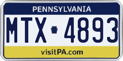 PA license plate MTX4893