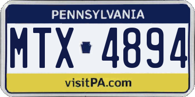 PA license plate MTX4894