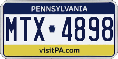 PA license plate MTX4898