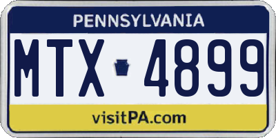 PA license plate MTX4899