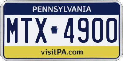 PA license plate MTX4900