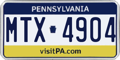 PA license plate MTX4904