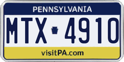 PA license plate MTX4910