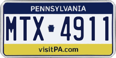 PA license plate MTX4911