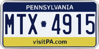 PA license plate MTX4915