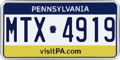 PA license plate MTX4919