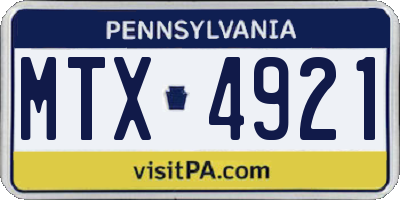 PA license plate MTX4921