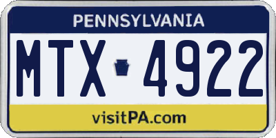 PA license plate MTX4922