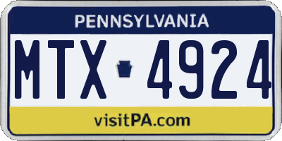 PA license plate MTX4924