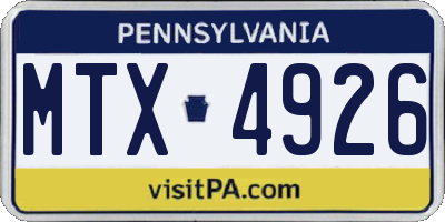 PA license plate MTX4926