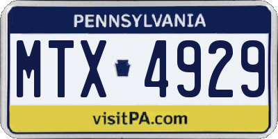 PA license plate MTX4929