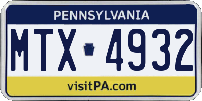 PA license plate MTX4932