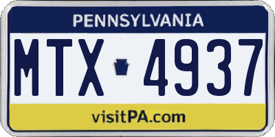 PA license plate MTX4937