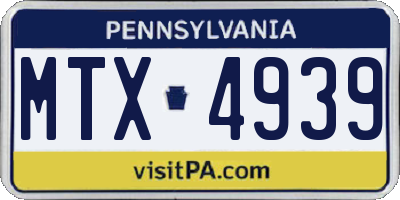 PA license plate MTX4939