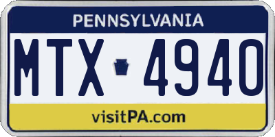 PA license plate MTX4940