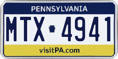 PA license plate MTX4941