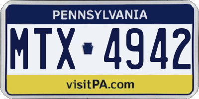 PA license plate MTX4942