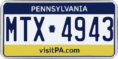 PA license plate MTX4943
