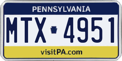 PA license plate MTX4951