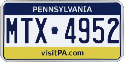 PA license plate MTX4952