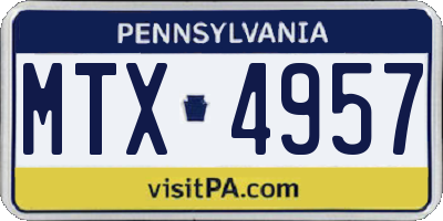 PA license plate MTX4957