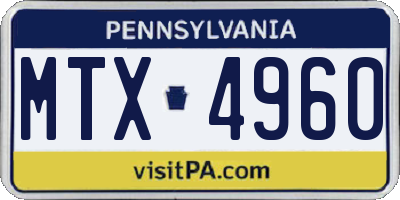 PA license plate MTX4960