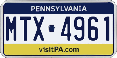 PA license plate MTX4961